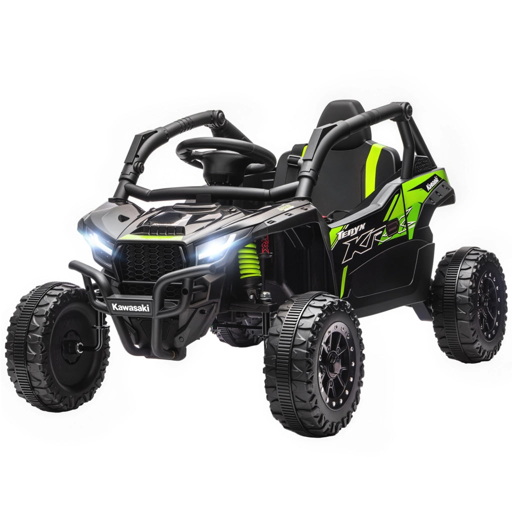 KAWASAKI TERYX KRX 1000 UTV Macchina Elettrica Bambini 12V con Telecomando 2,4 GHz e 2 Motori 25W Fuoristrada Robusto 100 x 64 x 56 cm Nero