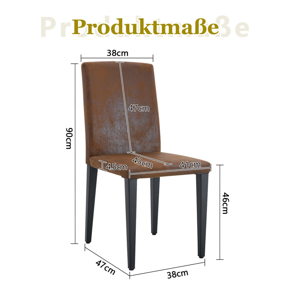 Set 2 sedie da pranzo con schienale ergonomico in tessuto marrone e gambe in metallo nero HOMVRA