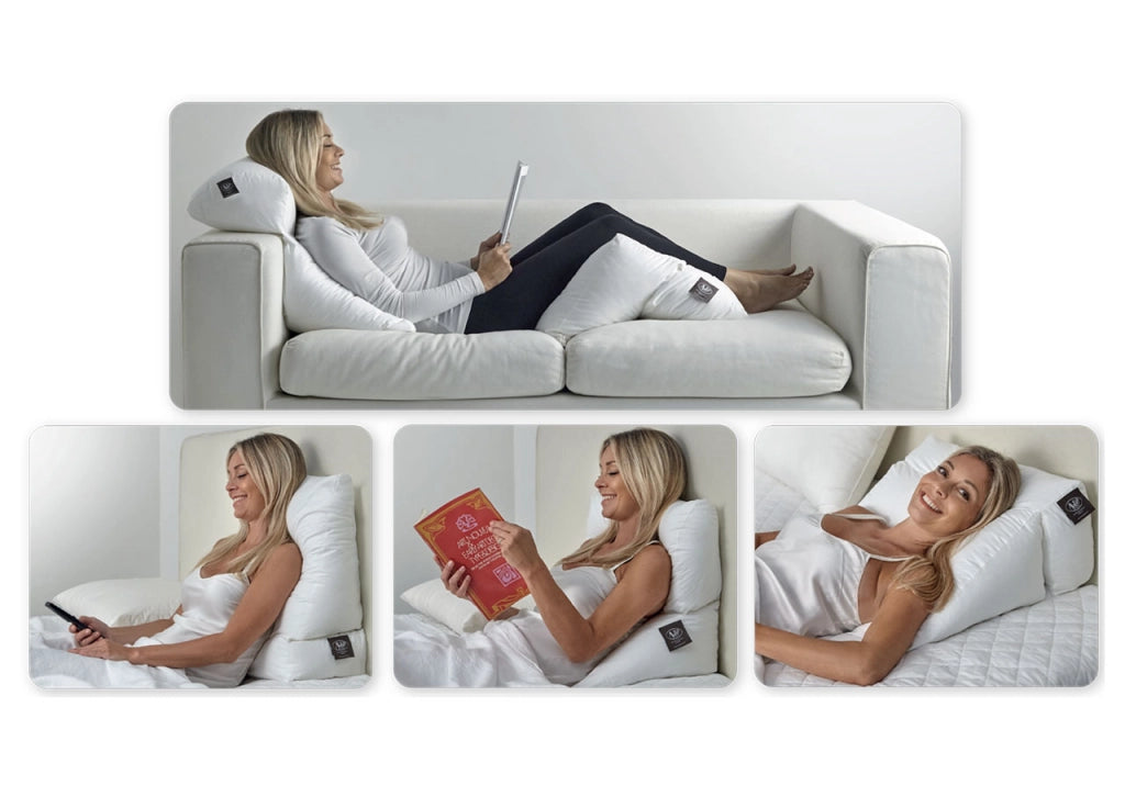 Cuscino Ergonomico Posturale Decapillow 10 Usi 1 Cuscino Multi Posizione Sostegno Gambe Spalle - Cuscino Con Federa - Bianco