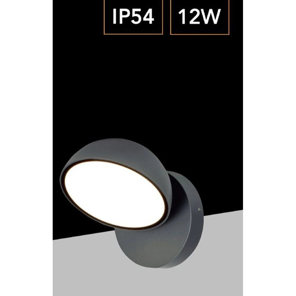 Trade Shop - Applique A Led Da Esterno 12 Watt Ip54 Con Teconologia Cct 3 Tonalità Di Luce 570-3c -