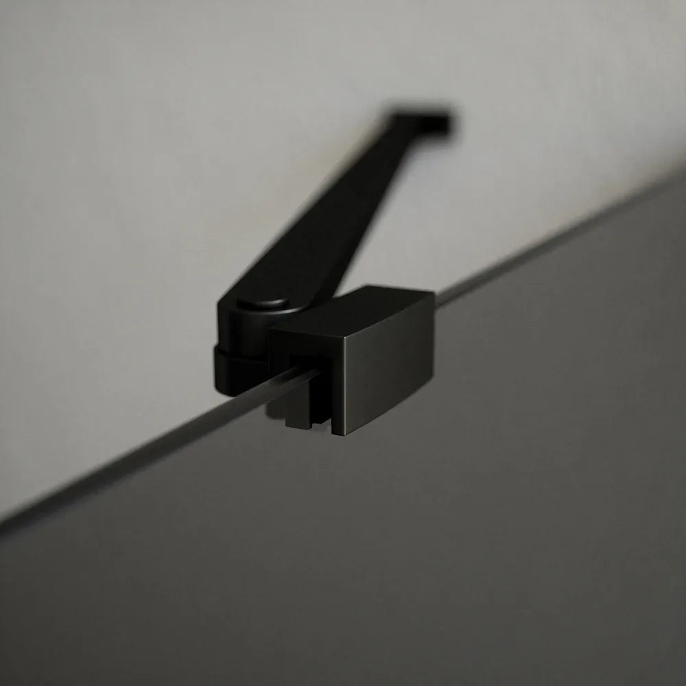 Box doccia 80x80cm con apertura a battente e parete fissa, profili nero opaco e vetro da 6mm fumè h195 | Elba