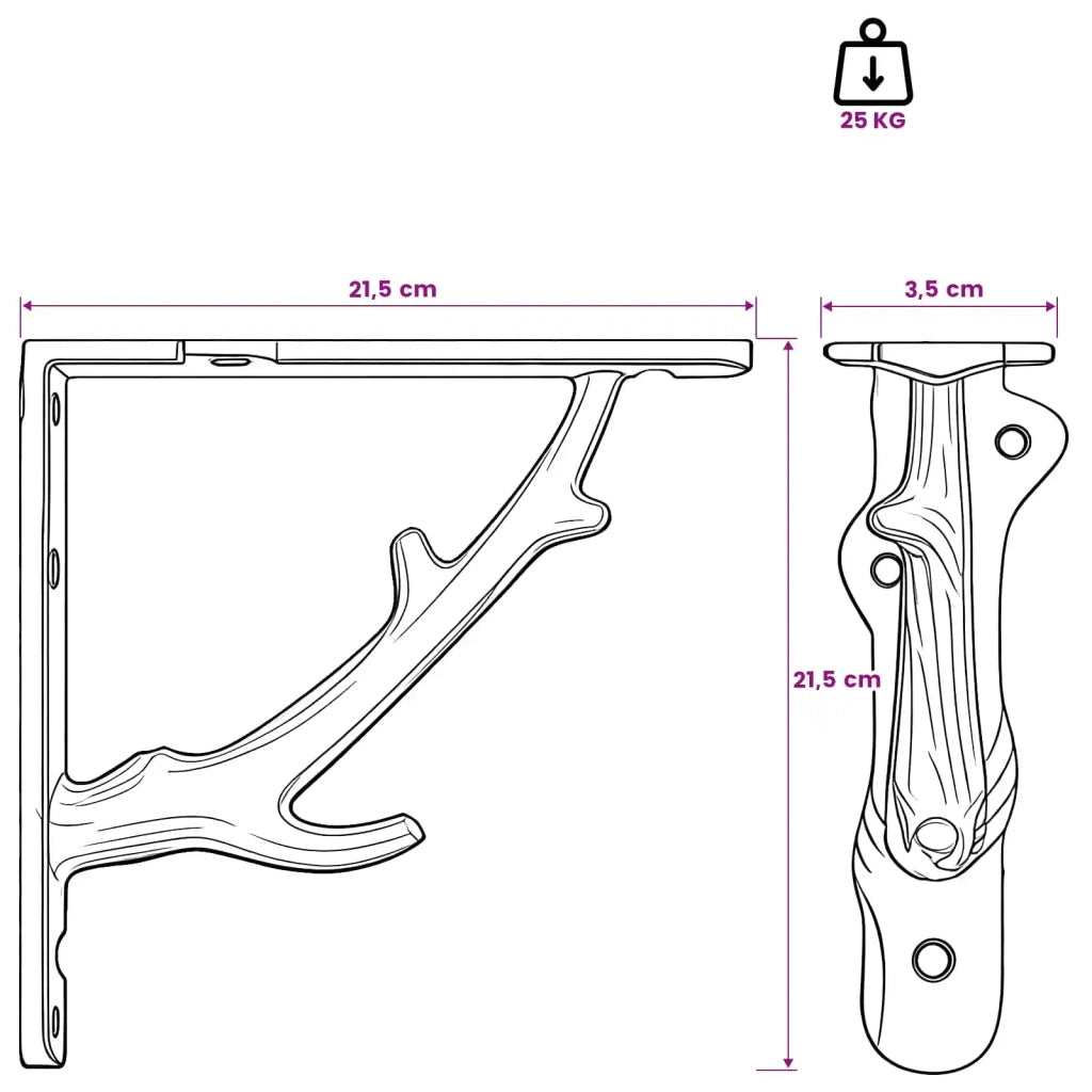 Supporti per mensole da parete 2 pz Marrone Antico 42038856