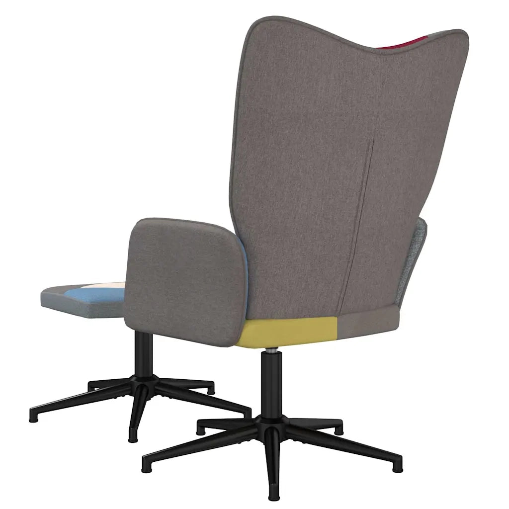 Sedia Relax con Sgabello in Tessuto Patchwork 328188