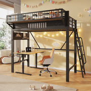 Letto a soppalco in metallo 90 x 200 cm con vani portaoggetti; nero