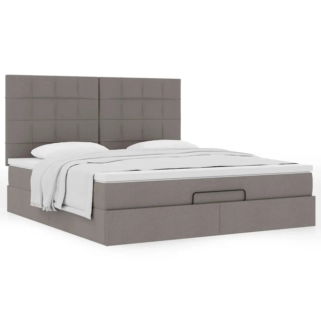 Struttura Letto Pouf con Materasso Tortora 180x200cm in Tessuto 3313179