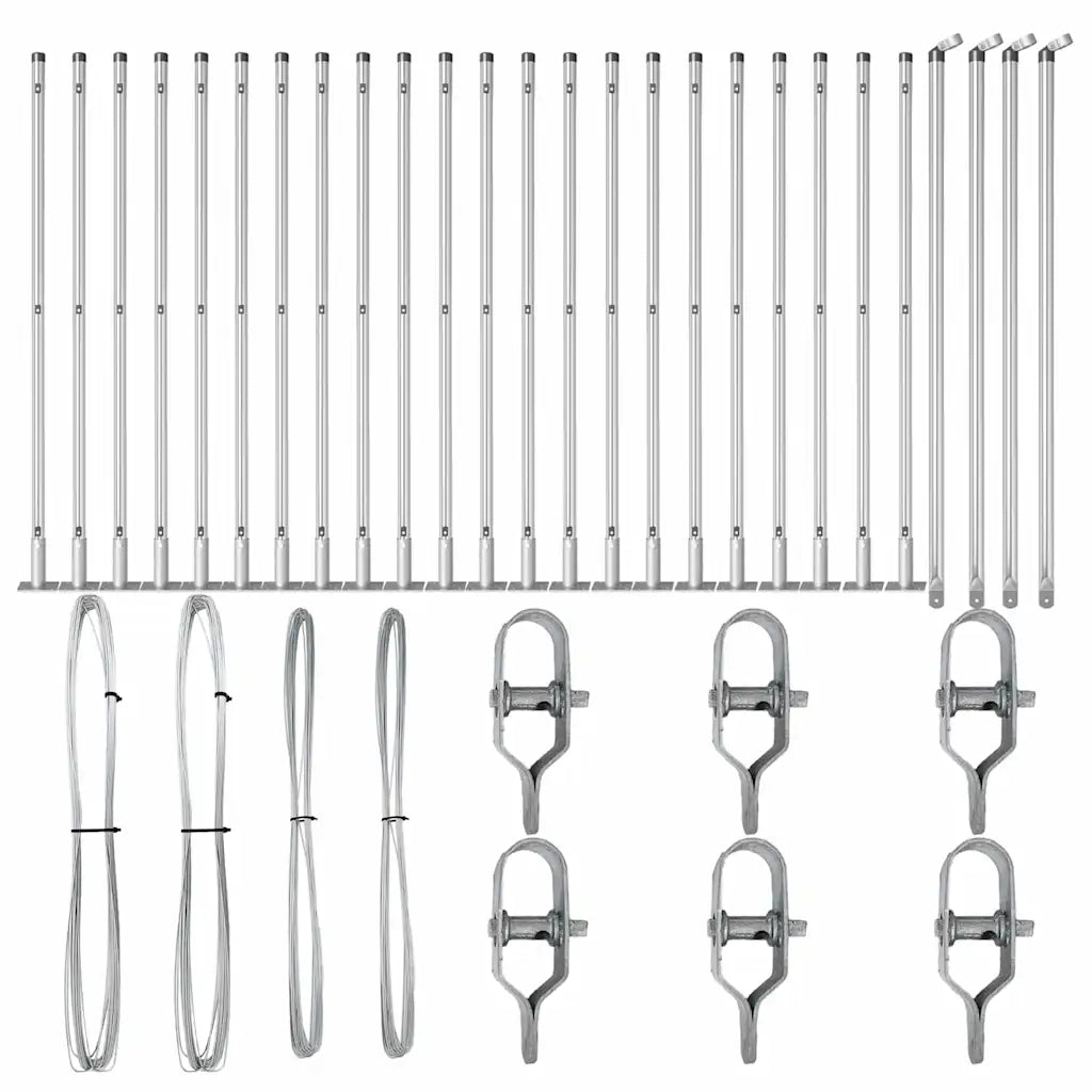 Palo della recinzione 26 pcs Grigio 3,2 x 3,2 x 110 cm