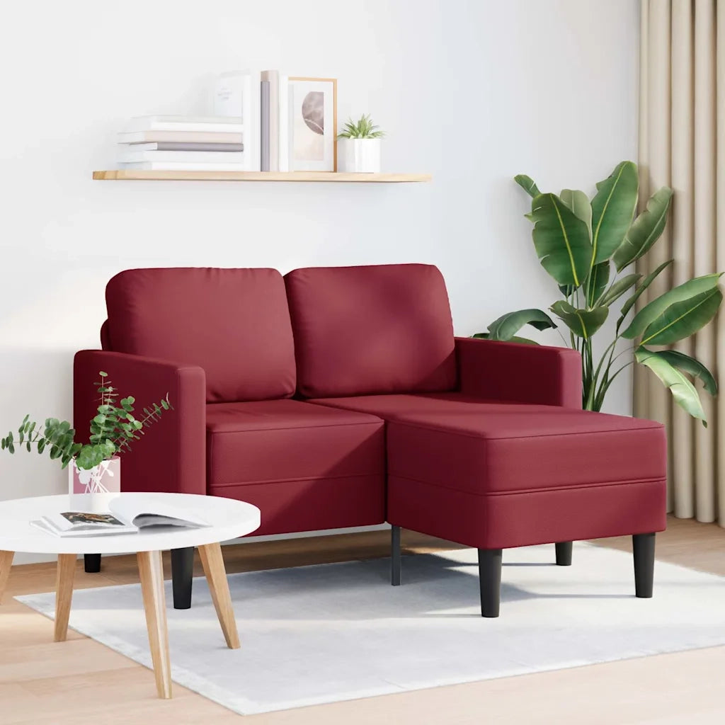 Divano 2 Posti con Chaise a L Rosso Vino 125 cm in Similpelle 4107086