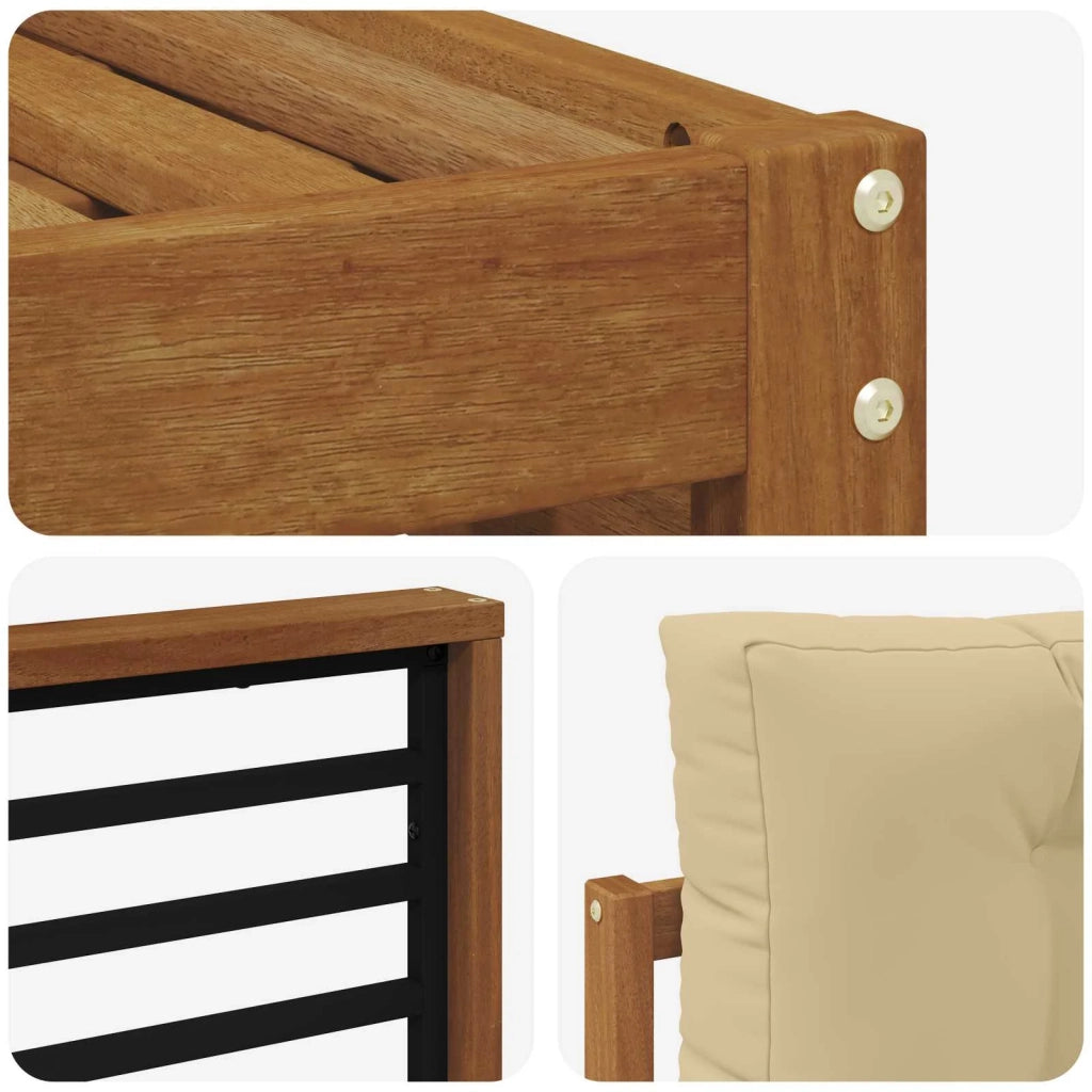 Set divani 7 pcs Naturale e Beige Legno di Acacia Massello 3373833