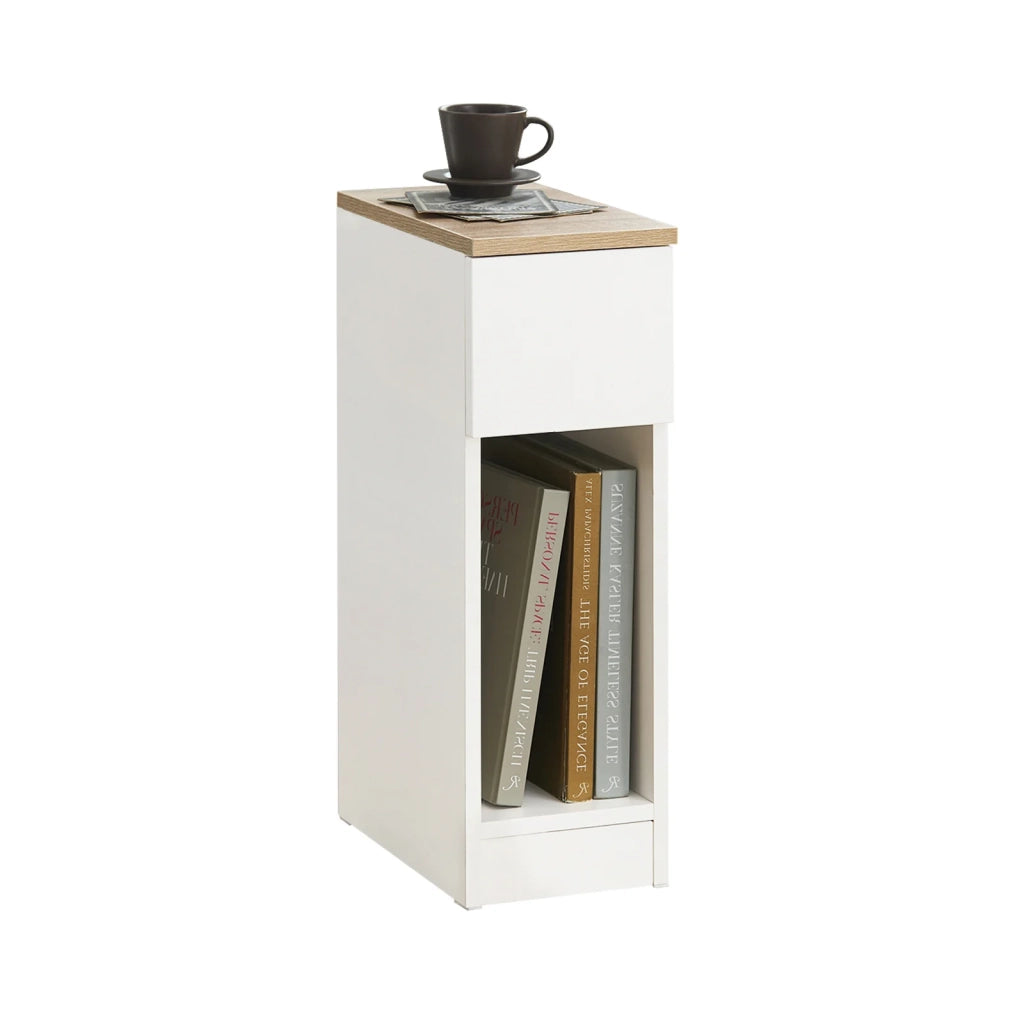 Comodino con cassetto per letto a molle 20x60x35 cm Bianco FBT111-WN
