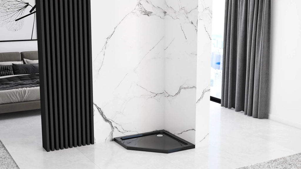 Piatto Doccia Acrilico Rea Diamond Black 90x90