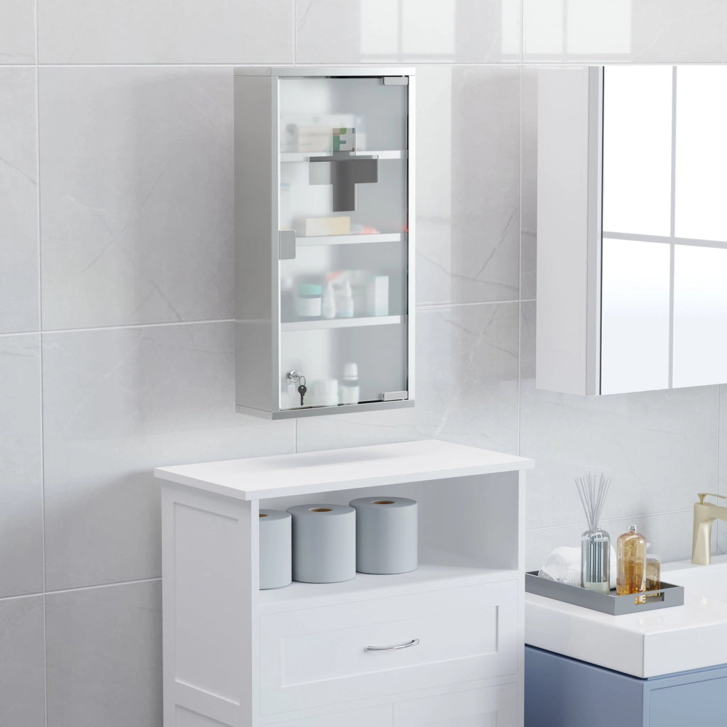 Armadietto per Medicinali Quattro Ripiani in Acciaio Inox 30x12x60 cm