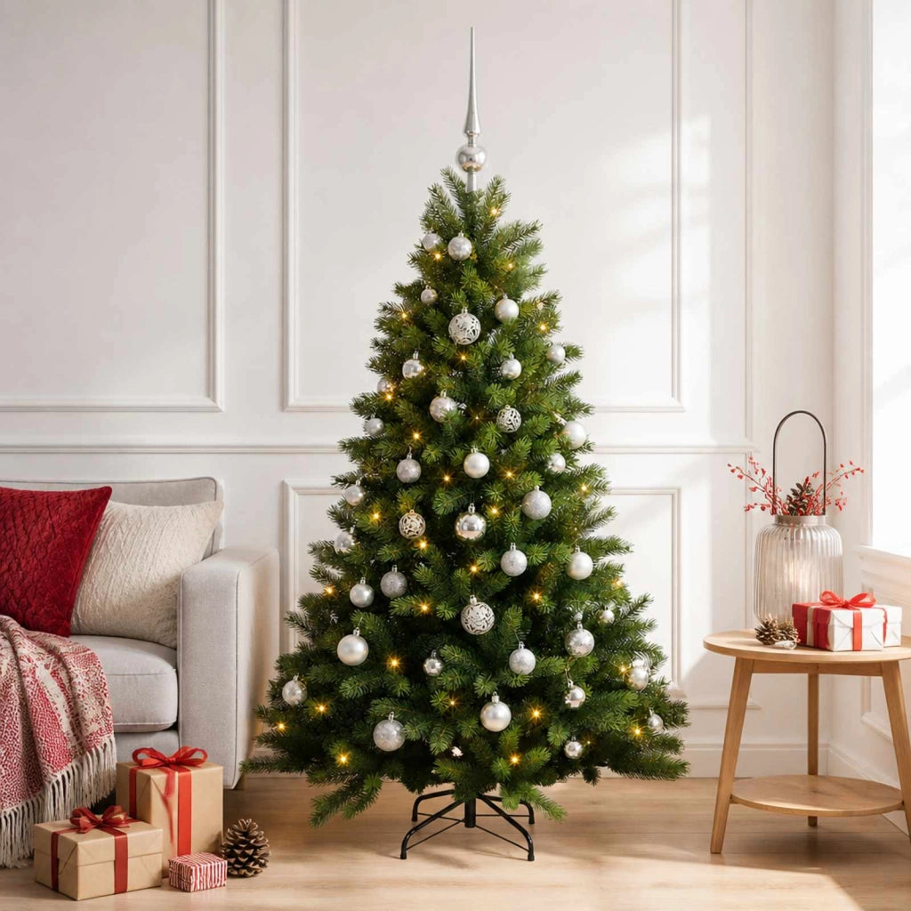 Albero di Natale Artificiale con Palline 150 cm 150 LED 3465992