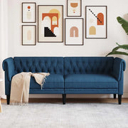 Divano Chesterfield a 3 Posti-Sofa 3 Posti-Divanetto Blu in Tessuto