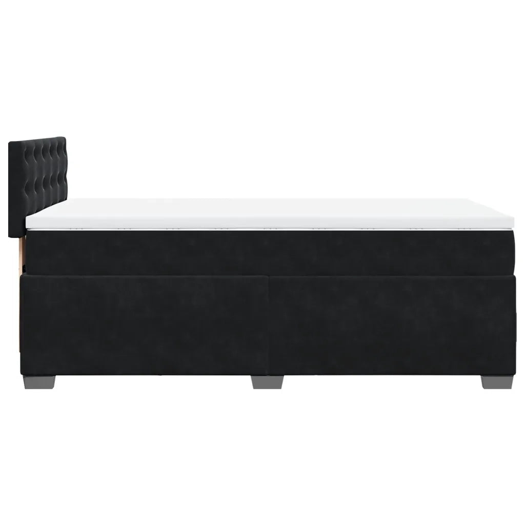 Giroletto a Molle con Materasso-Struttura Letto Nero 90x200 cm in Velluto 271297
