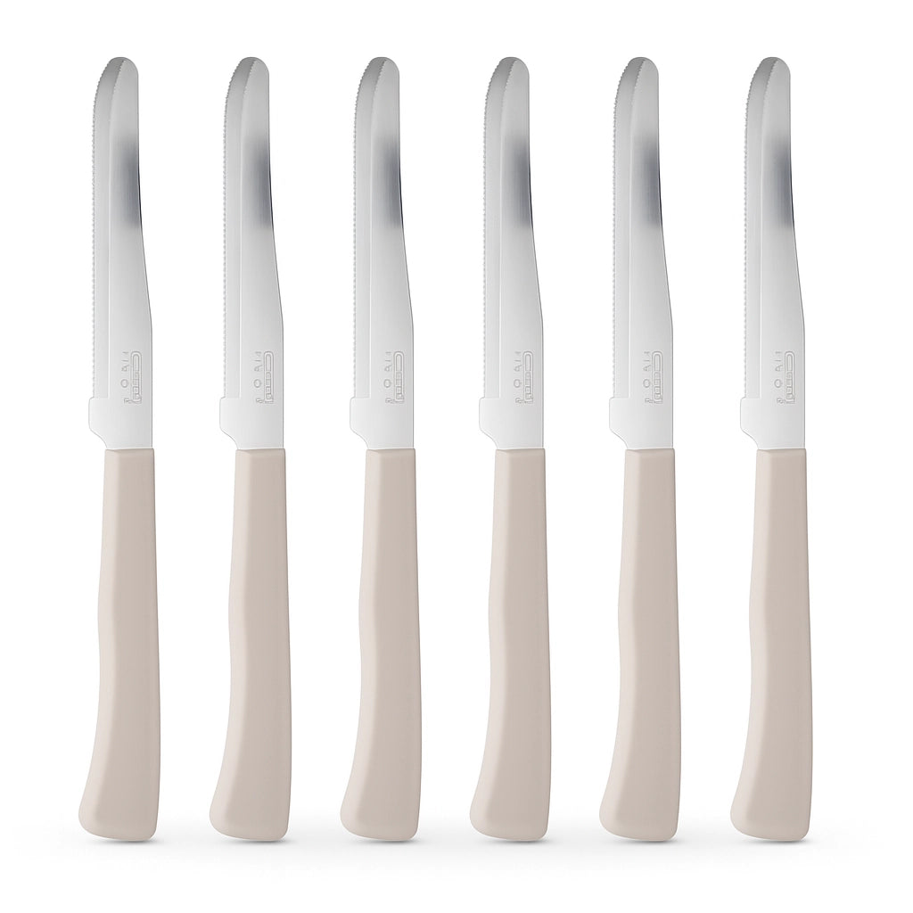 Coltelli da Tavola 24pz Manico in Polipropilene Doppia Affilatura 22cm Tortora