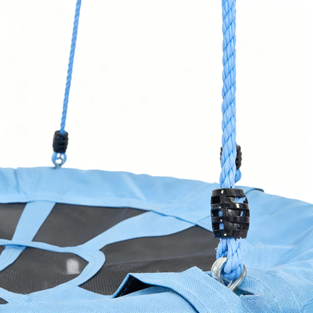 Altalena con scivolo due sedute classica e rotonda struttura in acciaio e HDPE blu e rosa per bambini dai 3 anni