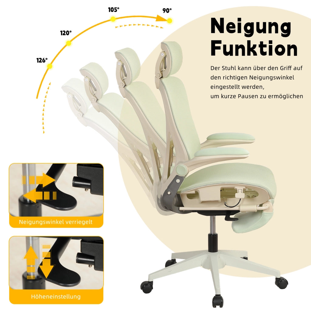 SEDIA da Ufficio Ergonomica Pieghevole in Rete Verde