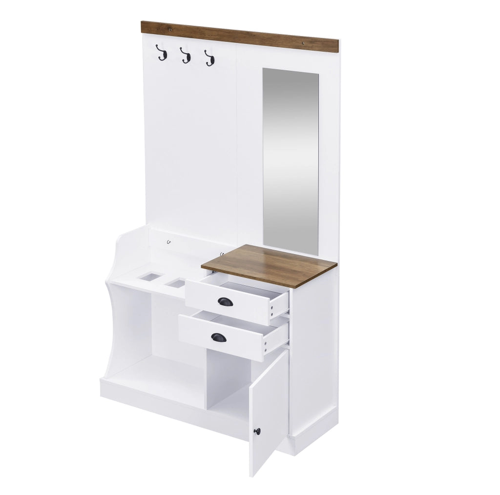 Set guardaroba con specchio e cassetti 110,5x38x191 cm