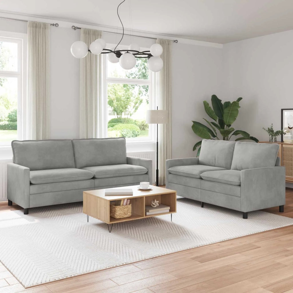 Set di divani 2 pcs Grigio Chiaro Velluto 3417145