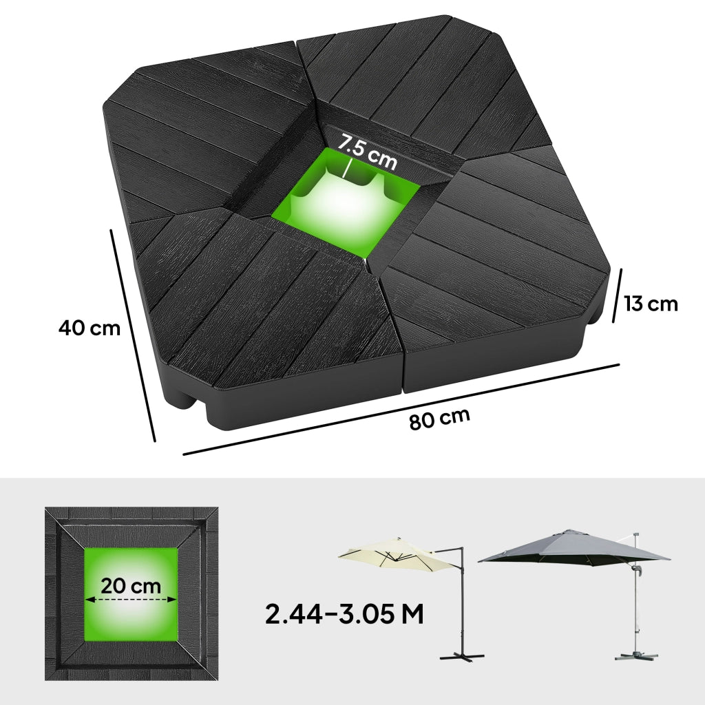 Set 4 Mattonelle Base per Ombrellone a Braccio ¨C Minimal ¨C Nero