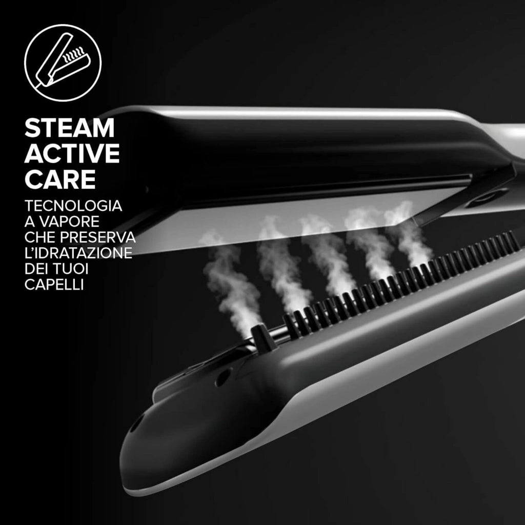 BELLISSIMA 11808 Steam Elixir Piastra per Capelli a Vapore Ceramica Argan 4 Temperature 170°C 230°C 235 W colore Bianco