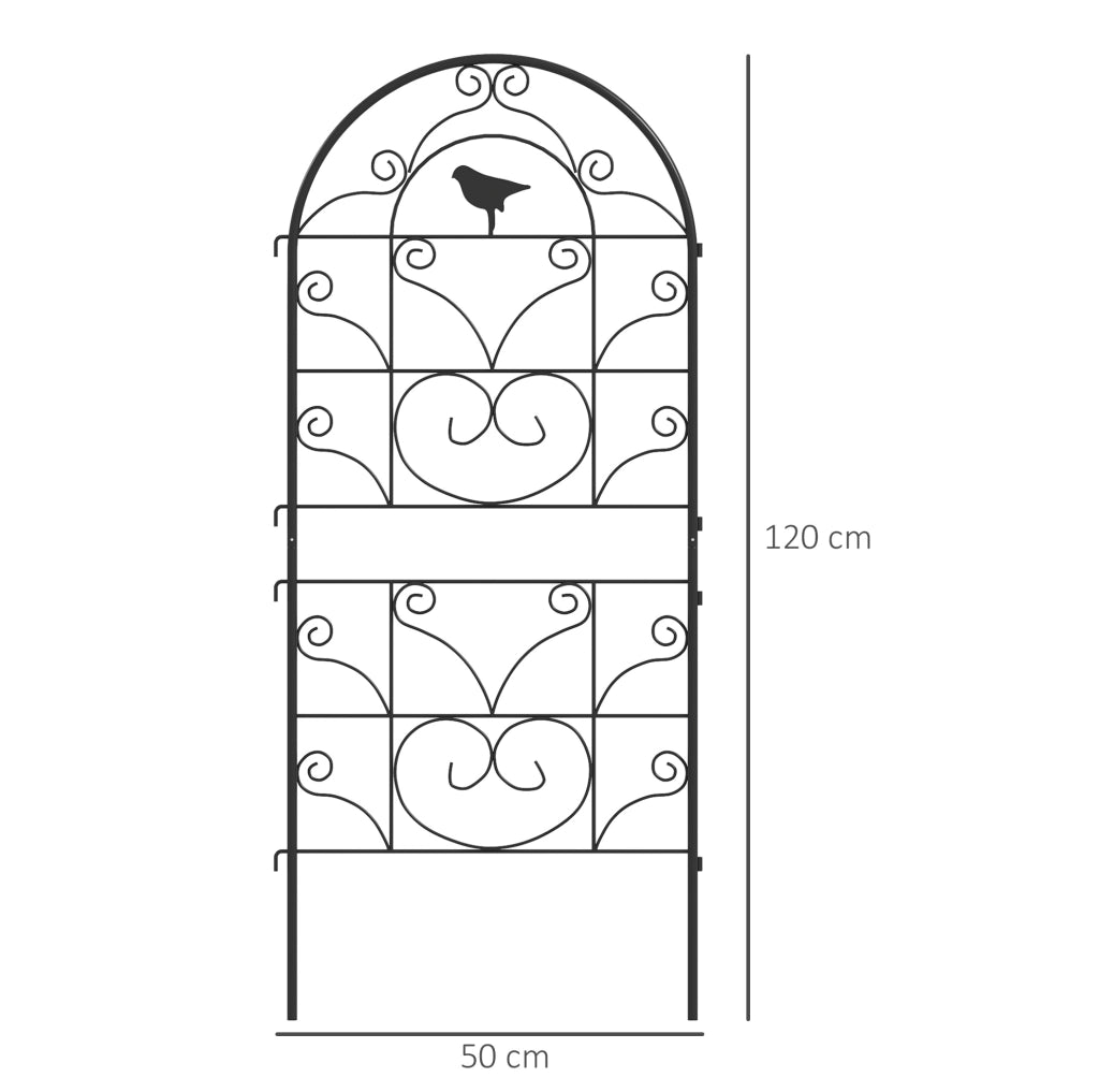 Set 2 grigliati per rampicanti ULEVR 50x120 cm in metallo nero con motivo uccelli