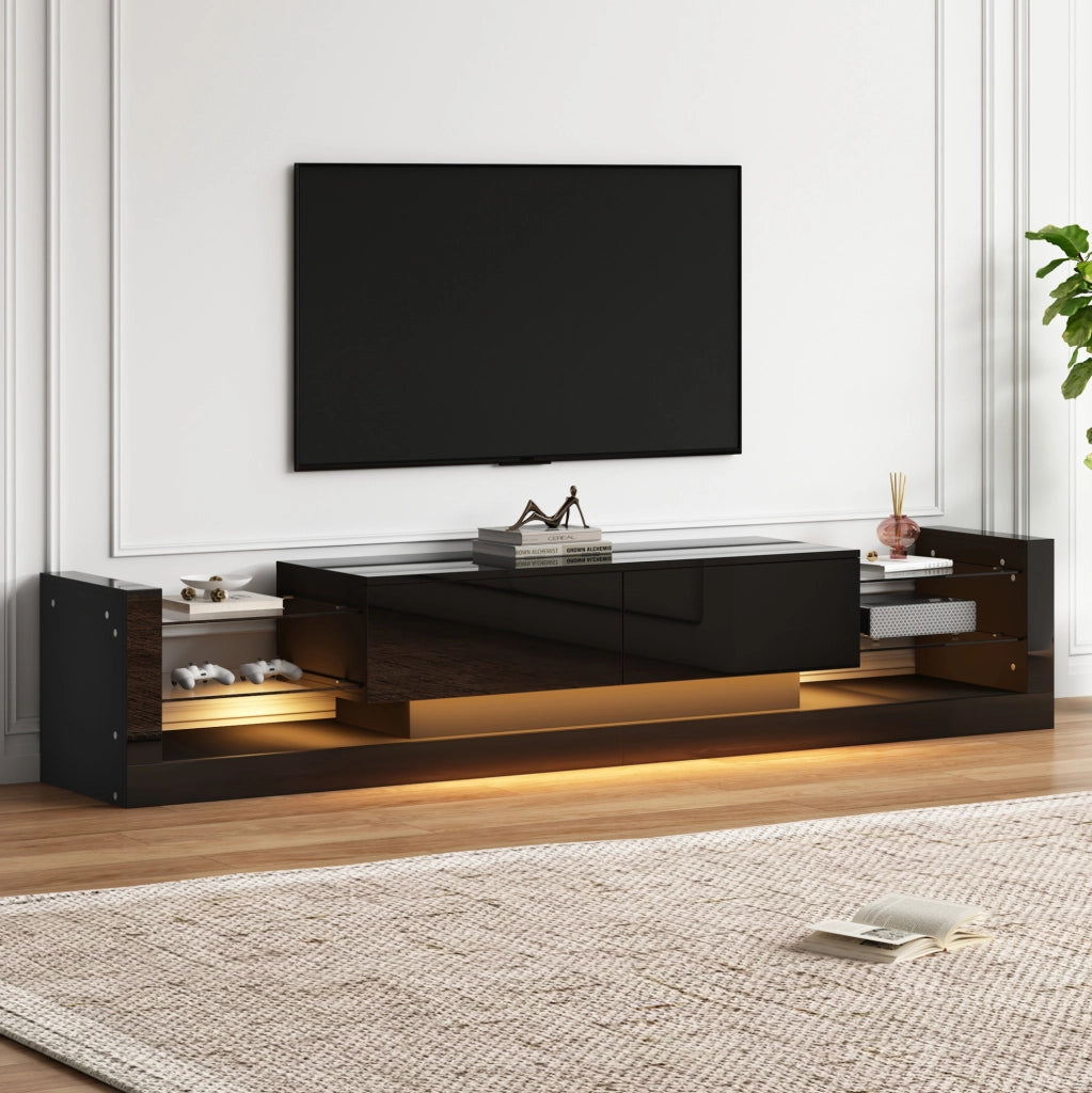 Mobile TV lucido con LED e frontale in vetro, 181 cm