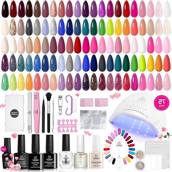 Set di manicure 75 pezzi con 45 colori di smalto per unghie con luce UV e strumenti per nail art - Set di manicure per donne