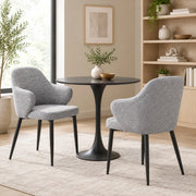 Set di 2 sedie da pranzo in tessuto grigio e metallo nero