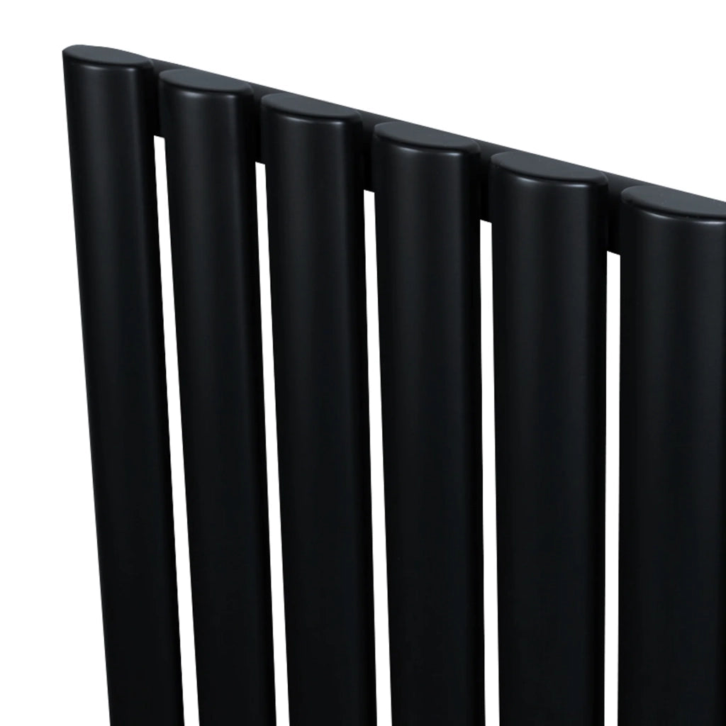 Radiatore Orizzontale Ovale 600x1200mm Nero con Valvole TRV