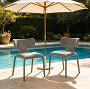 Set da 2 Sedie da Pranzo con Schienale Curvo in Lino e Struttura in Metallo 53x53x78 cm