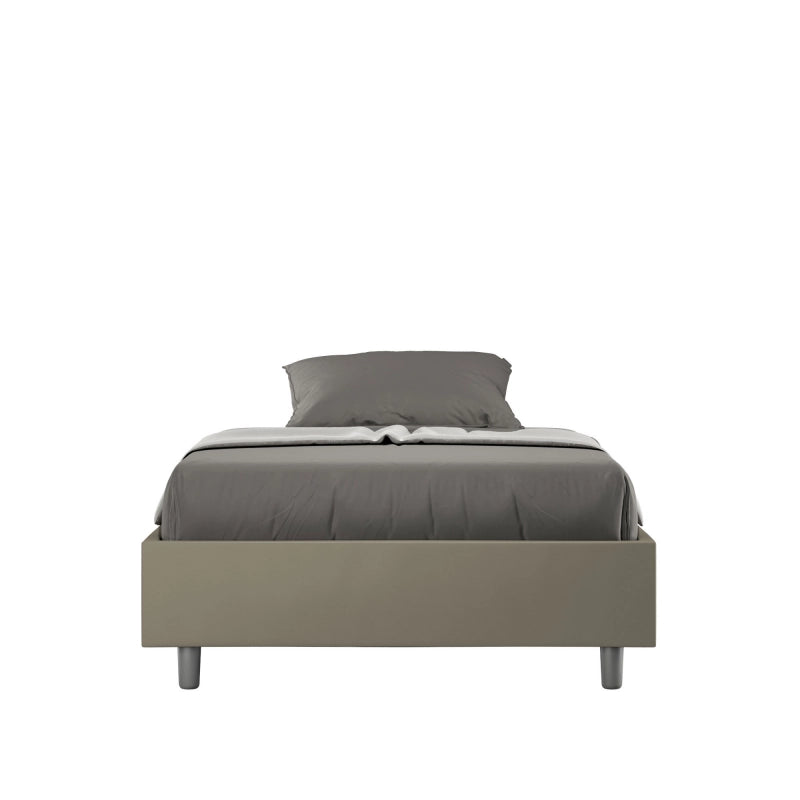 Letto Sommier imbottito Matrimoniale francese 140x210 cm Azelia - Similpelle,Senza rete,Cappuccino