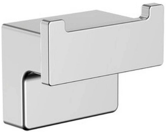 Maniglione per Bagno a Doppio Gancio con Design Cromo e Nero