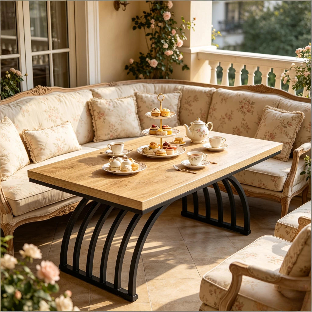 TAVOLO da caffè 120 cm Metallo e Legno Nero/Marrone