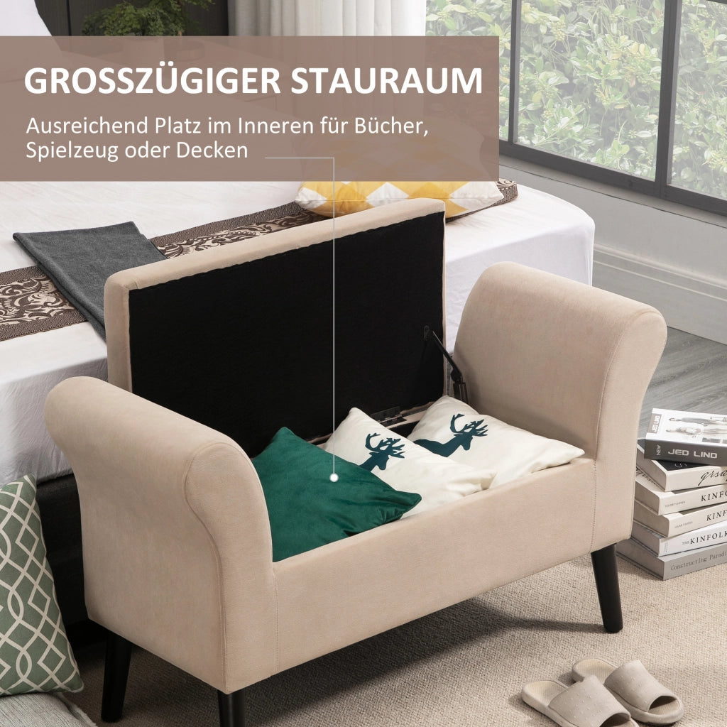 Divano con cassetti e braccioli ¨C Minimal ¨C Beige 111.5x41x65 cm