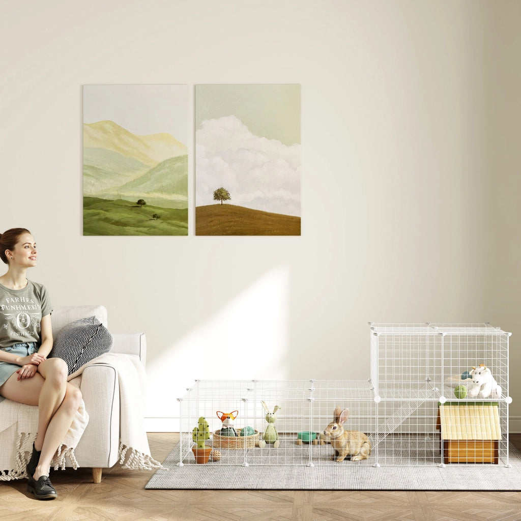 Recinto per animali domestici modulabile a 2 livelli ¨C Minimal ¨C 146x73x73cm bianco