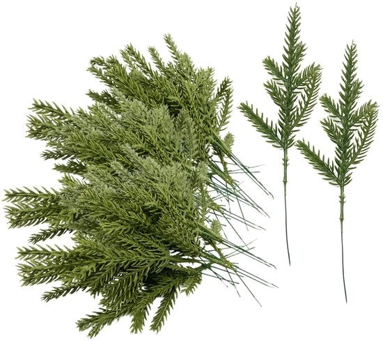Pacchetto di 60 rami d'abete artificiale, rami d'abete artificiale, foglie di pino in plastica, aghi di pino falso, decorazione per corone da artigianato per Natale, per decorare casa e giardino (60 pezzi)