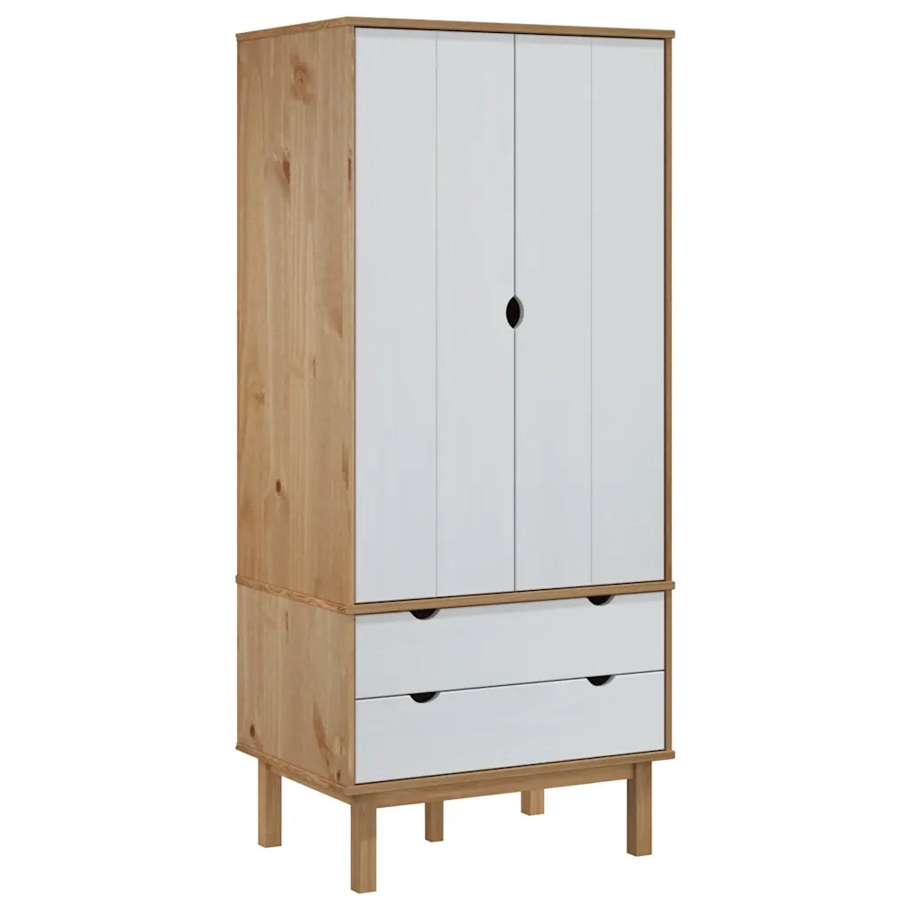 Armadio OTTA Marrone e Bianco 76,5x53x172 cm in Legno di Pino CFW9576393