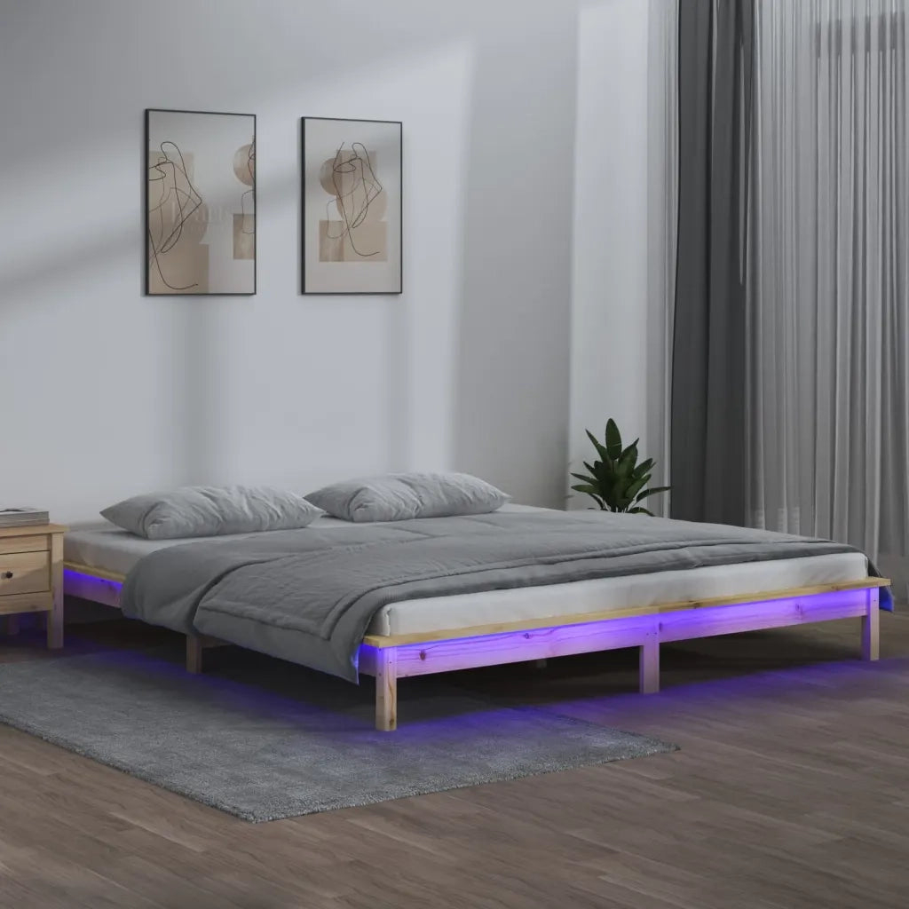 Giroletto con LED-Struttura Letto 120x190 cm Small Double in Legno Massello 872761
