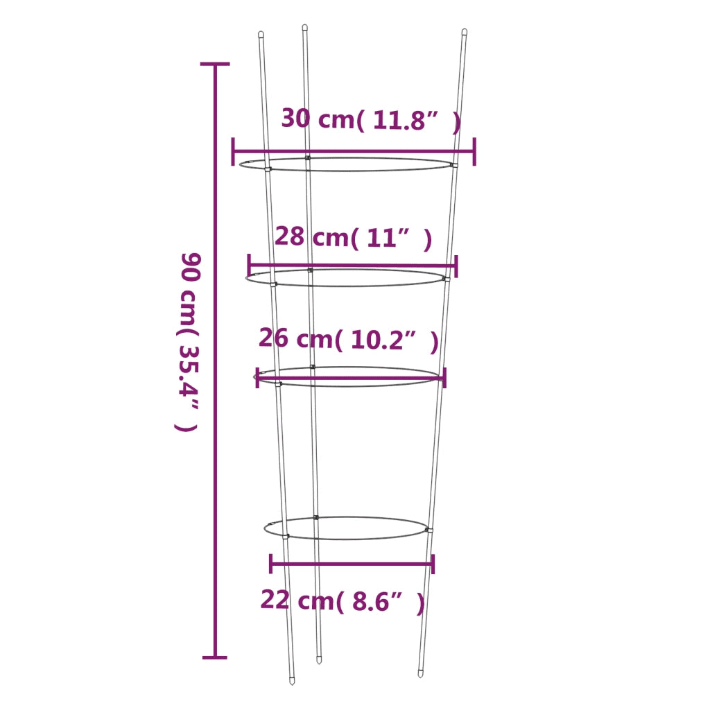 Set di 5 supporti per piante da giardino 30 x 90 cm struttura robusta per uso esterno in acciaio verde 02_0046629