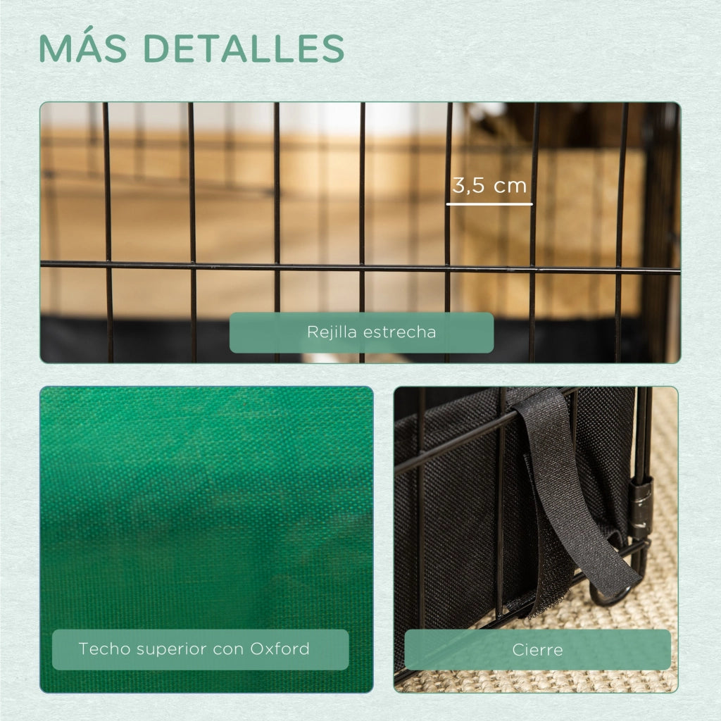 Recinto per Animali Domestici con 2 Porte e Telo ¨C Minimal ¨C 90x75x75 cm Nero Verde