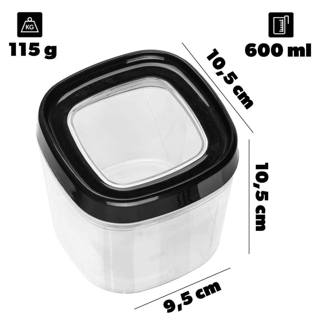 Contenitore per alimenti KADAX per spezie e prodotti sfusi con coperchio, 0,6 l, in plastica.