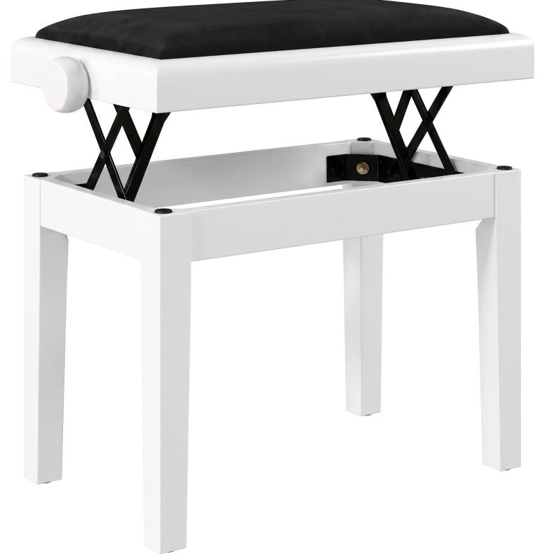 PANCA per Pianoforte Regolabile 61,5x33x45-56 cm Bianca e Nera