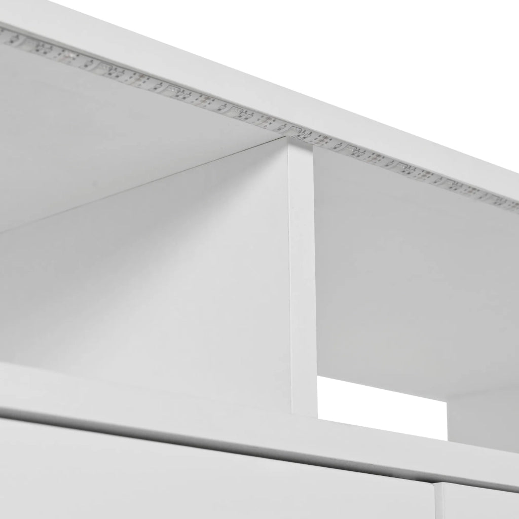 Comò e Sideboard con LED, Mobile Soggiorno Bianco Lucido, Credenza TV, Highboard Multiuso per Sala da Pranzo