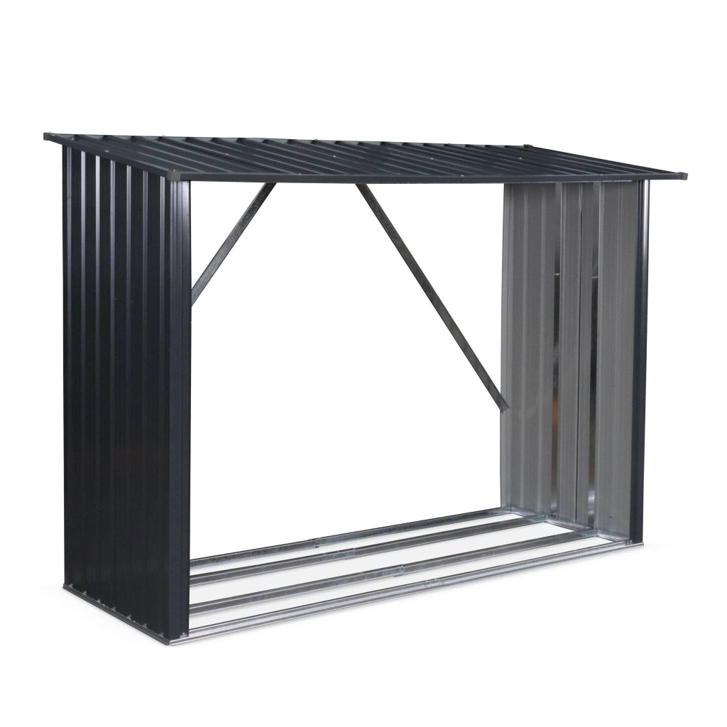 Capannone da giardino in acciaio zincato per legna, 80x215x155cm,