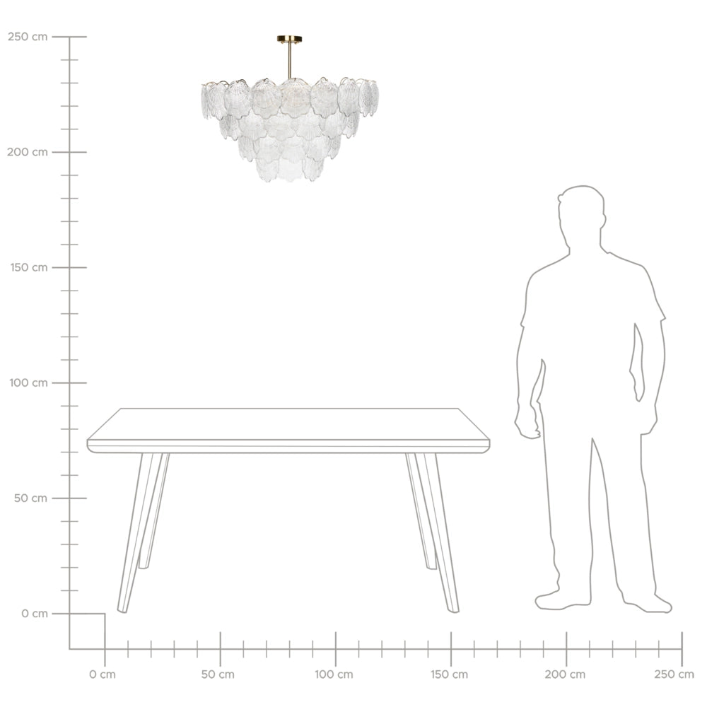 Lampadario in ottone, metallo e vetro ⌀ 80 cm Lampada a sospensione stile glamour