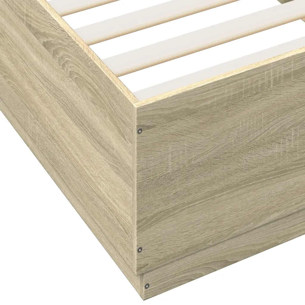 Giroletto Luci LED-Struttura Letto con LED Rovere Sonoma 100x200cm in Legno Multistrato 667945