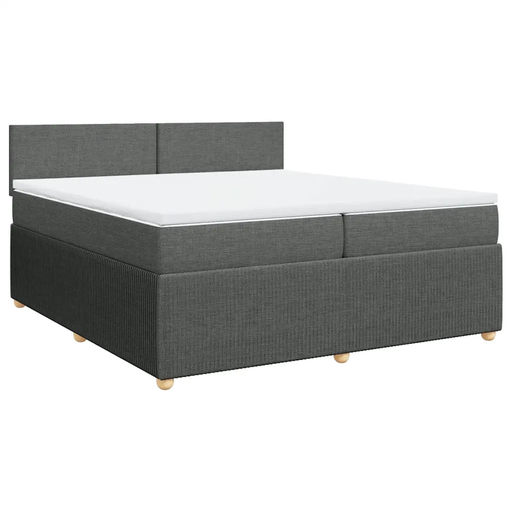 Giroletto a Molle con Materasso Grigio Scuro 200x200 cm Tessuto