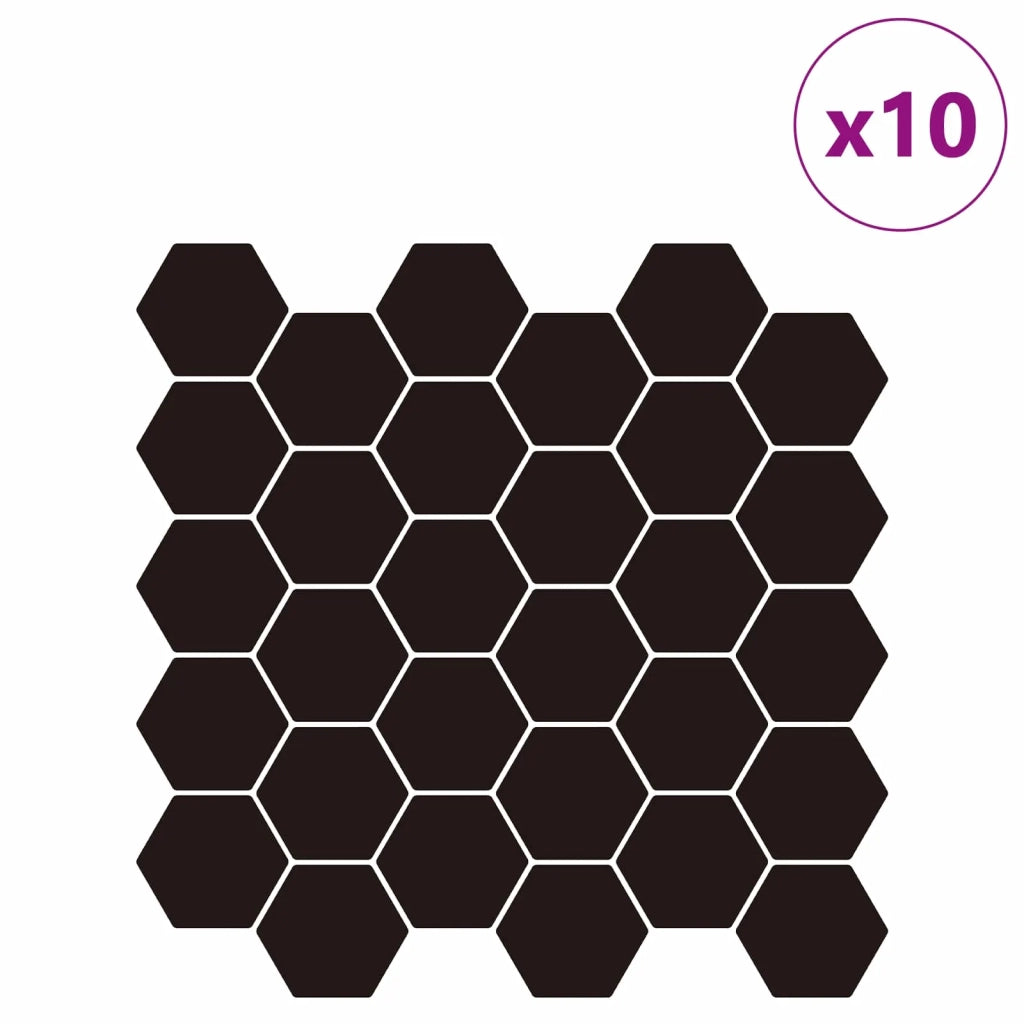 Piastrella Esagonale 10 pcs Nero 30 x 30 cm Poliuretano e PET 42046231