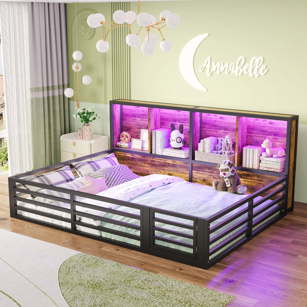 letto a piattaforma mdf metallo nero 140 x 200 cm